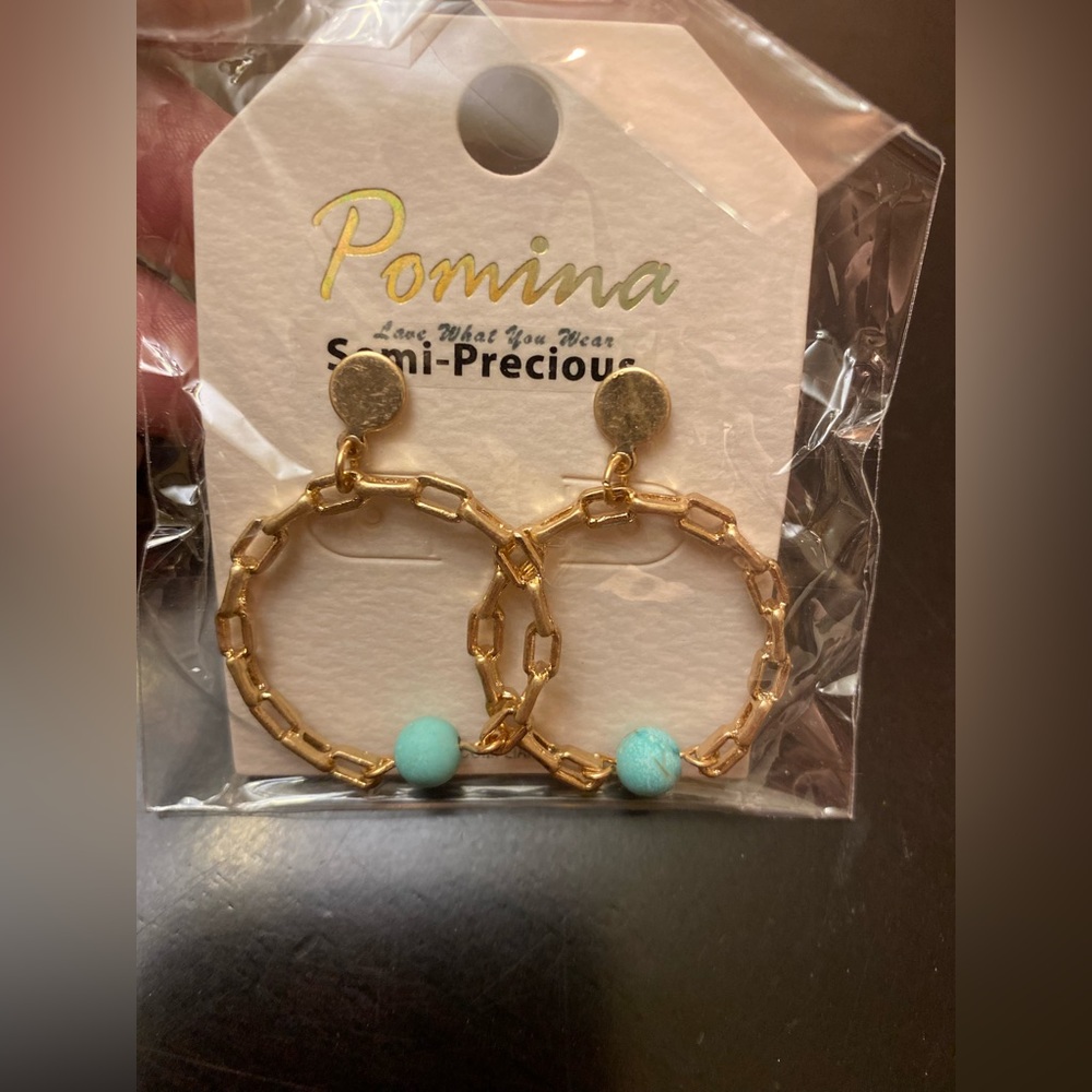 NWT Nadine West Pomina Gold Turquoise Ear Earrings - Picture 2 of 7